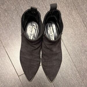 Acne Studios Black Suede Pointed Ankle Booties